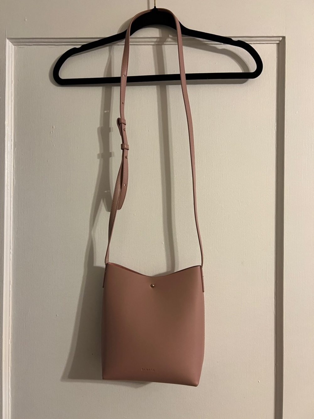 Minimalist Mauve Crossbody Bucket Bag by (Samara)